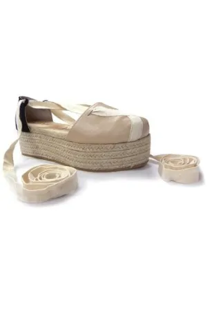 N.Y.L.A. Shoes Harper Two-Tone Platform Espadrilles with Bow Detailing