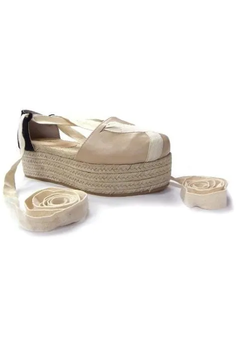 N.Y.L.A. Shoes Harper Two-Tone Platform Espadrilles with Bow Detailing