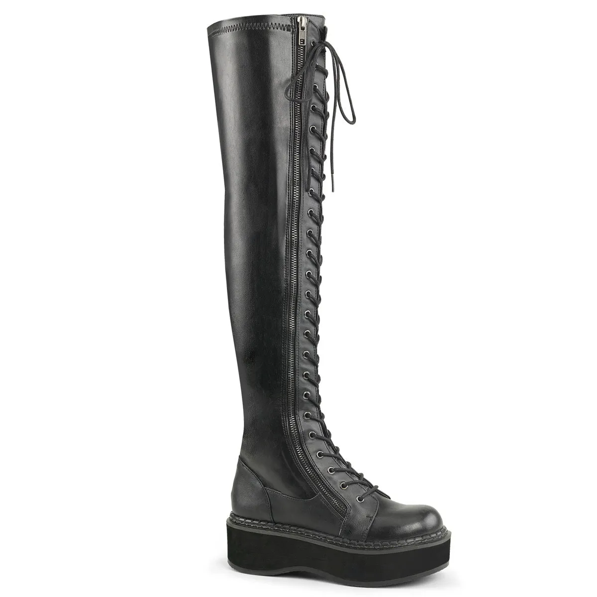 Over The Knee Punk Platform Boots Black PU