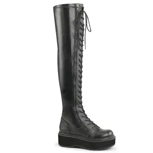 Over The Knee Punk Platform Boots Black PU