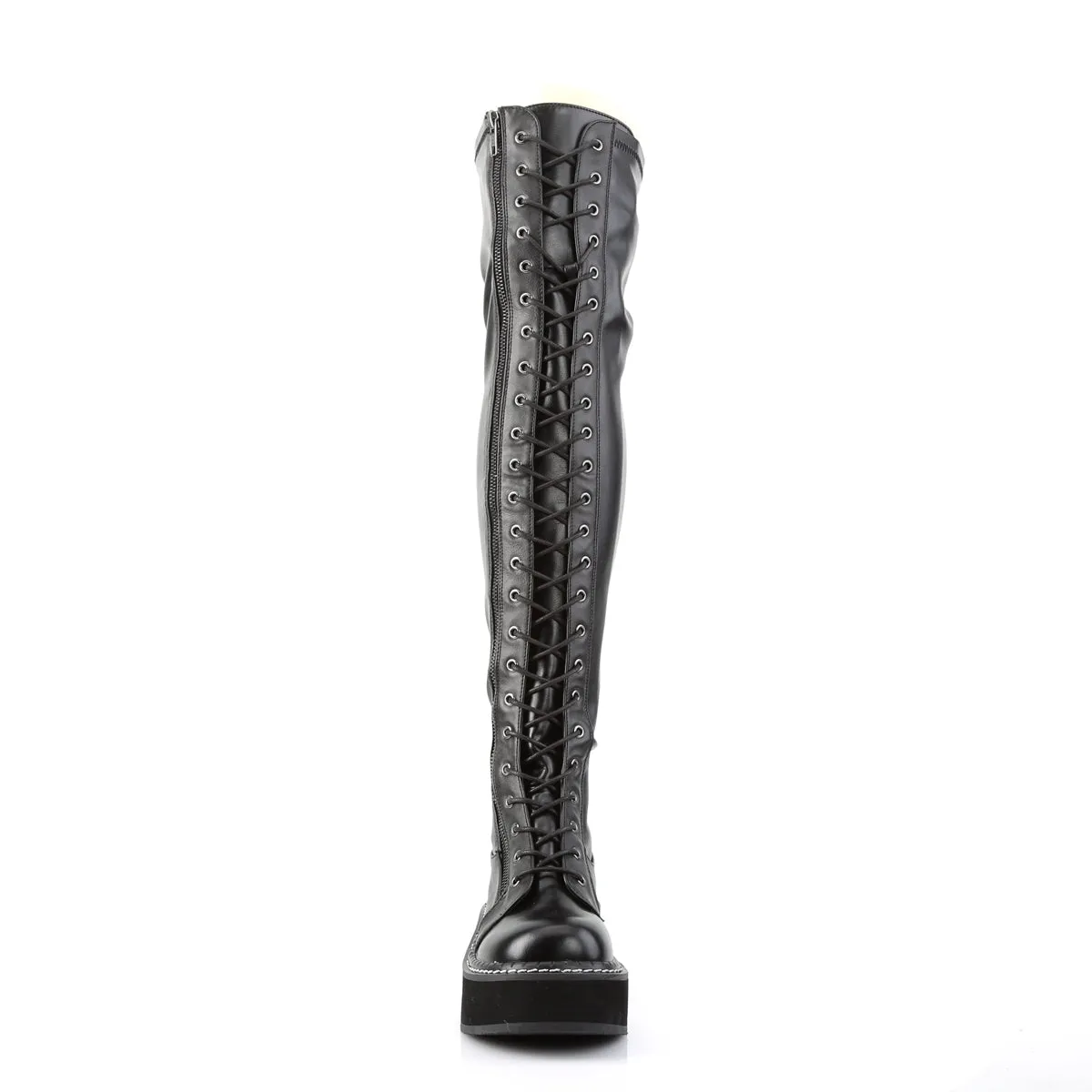 Over The Knee Punk Platform Boots Black PU