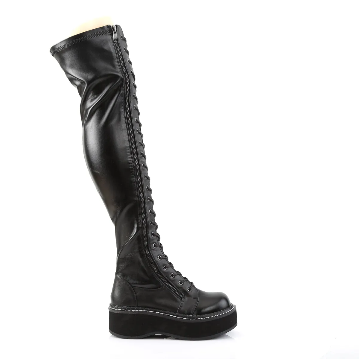 Over The Knee Punk Platform Boots Black PU