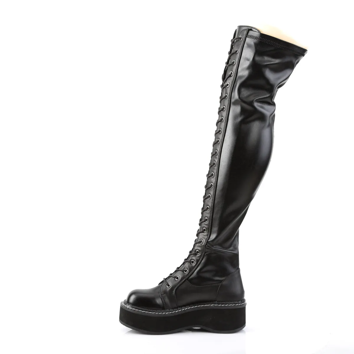 Over The Knee Punk Platform Boots Black PU