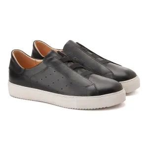 PATINA Slip-On Leather Sneakers Men 200-89-BLK