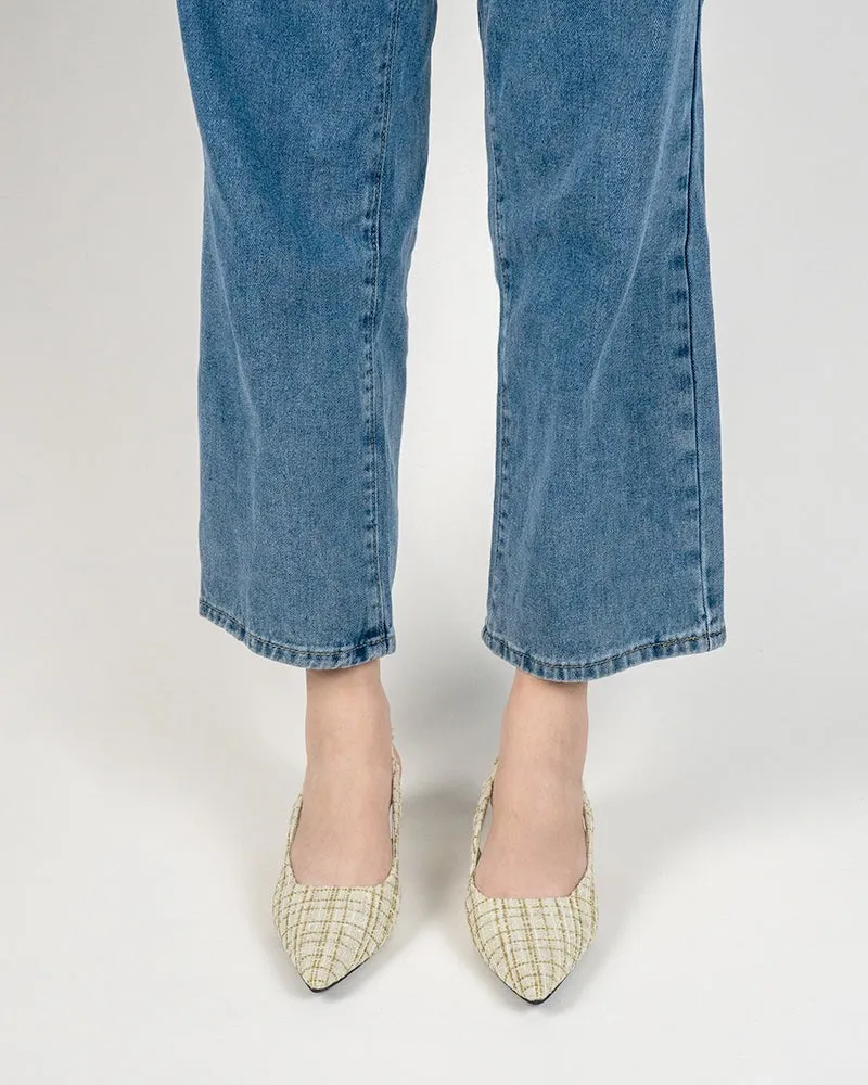 Pointed Toe High Heeled Cloth Sandals