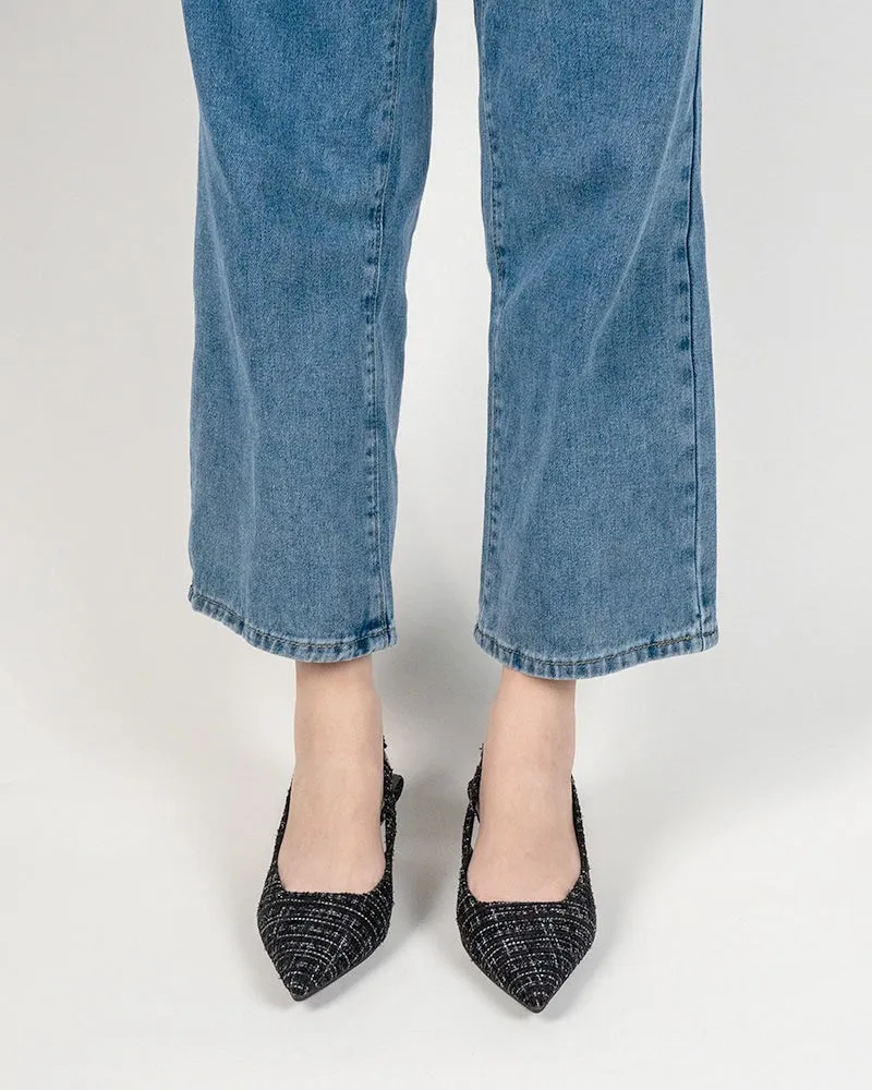 Pointed Toe High Heeled Cloth Sandals