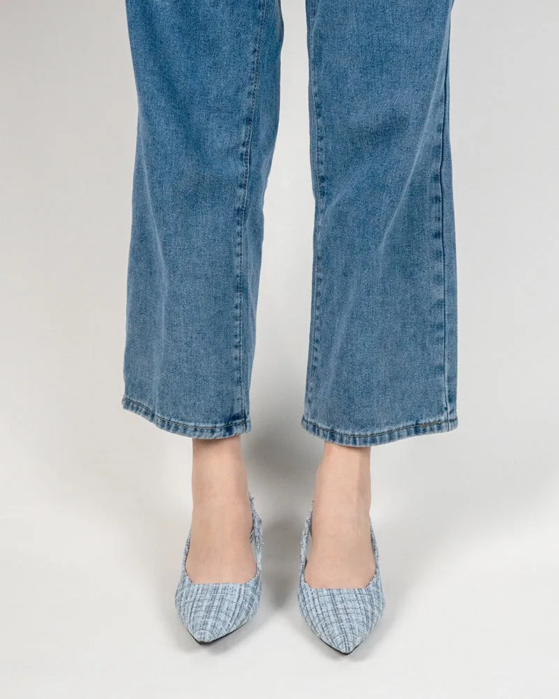 Pointed Toe High Heeled Cloth Sandals