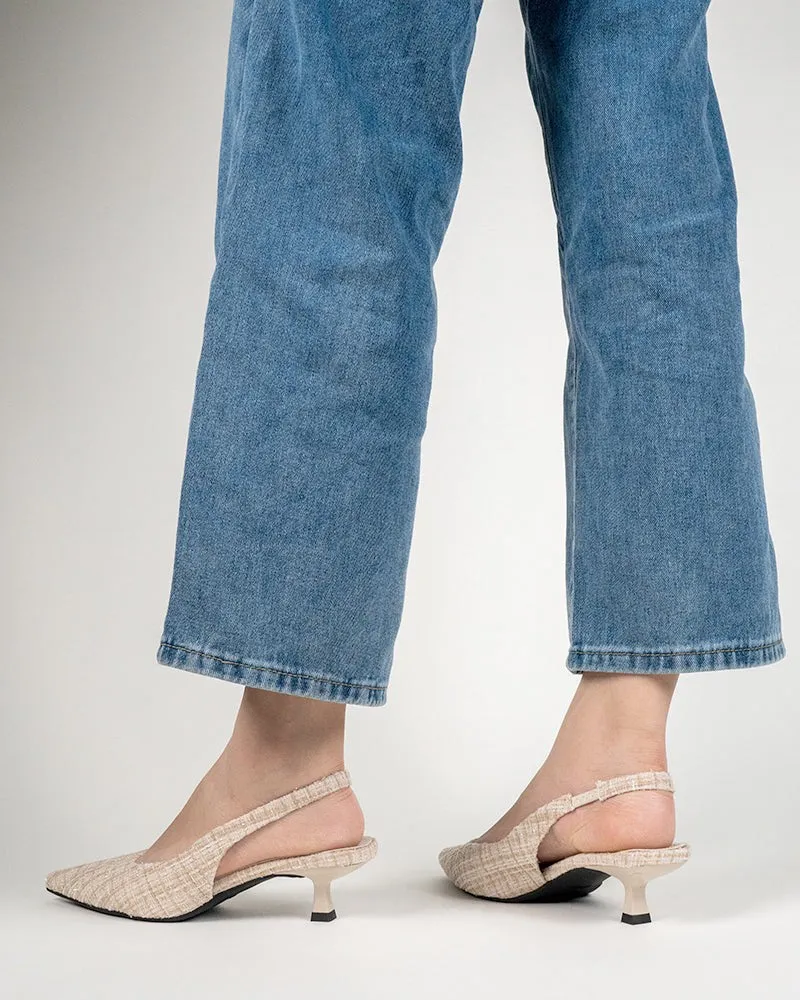 Pointed Toe High Heeled Cloth Sandals