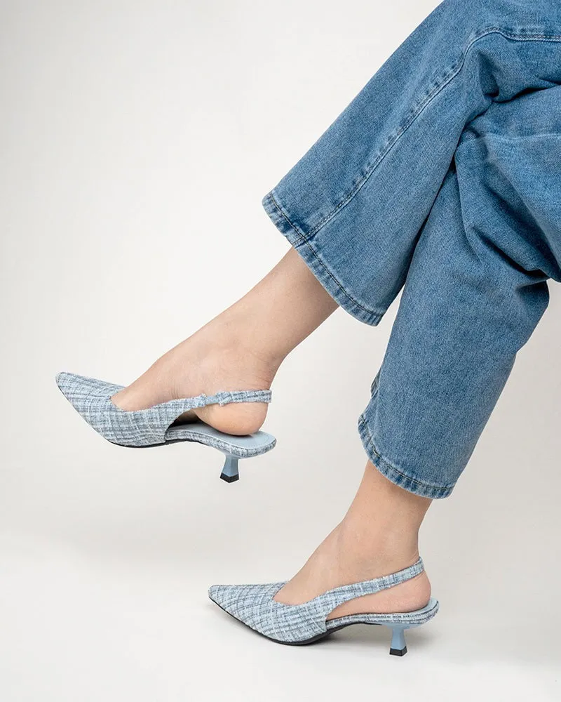 Pointed Toe High Heeled Cloth Sandals