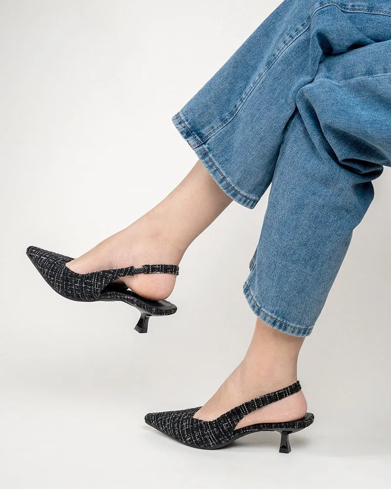 Pointed Toe High Heeled Cloth Sandals