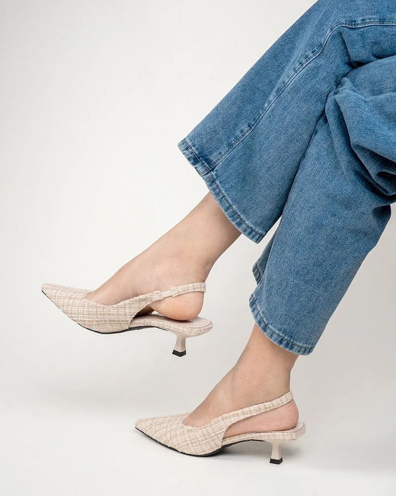 Pointed Toe High Heeled Cloth Sandals