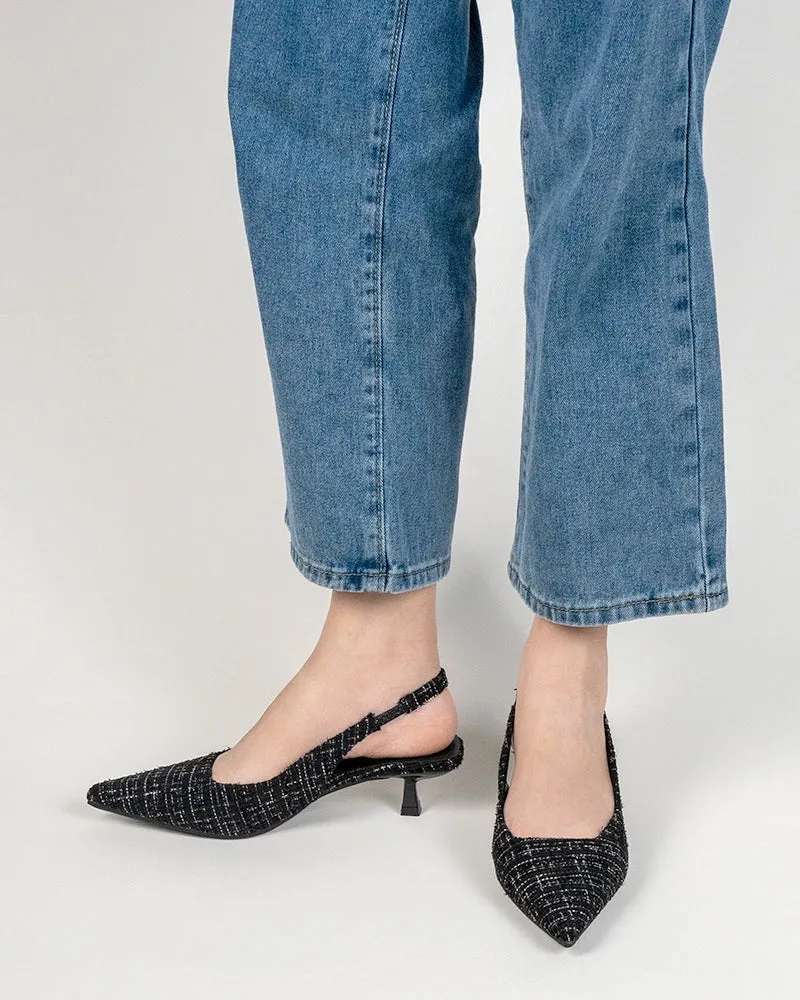 Pointed Toe High Heeled Cloth Sandals