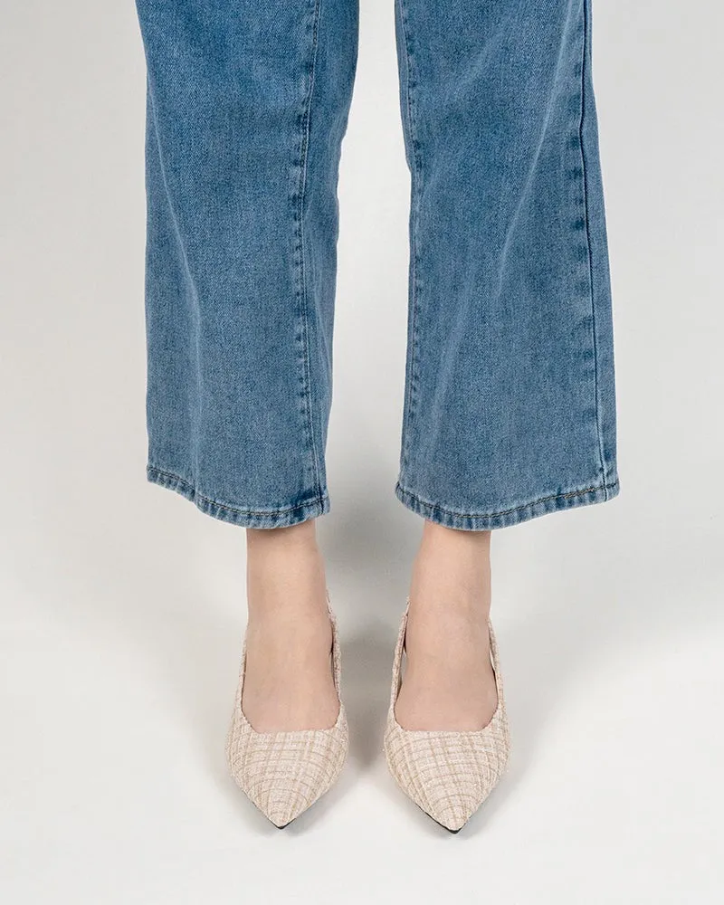 Pointed Toe High Heeled Cloth Sandals