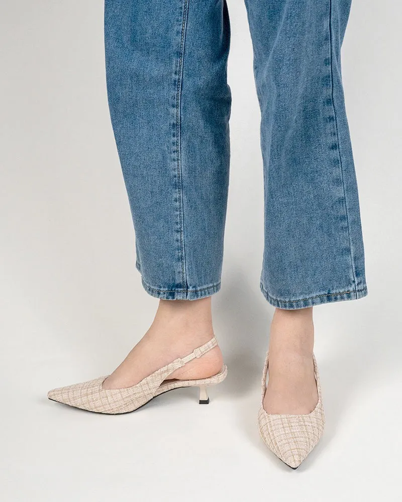 Pointed Toe High Heeled Cloth Sandals