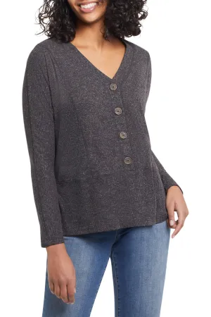 Pullover V-Neck with Button Detail