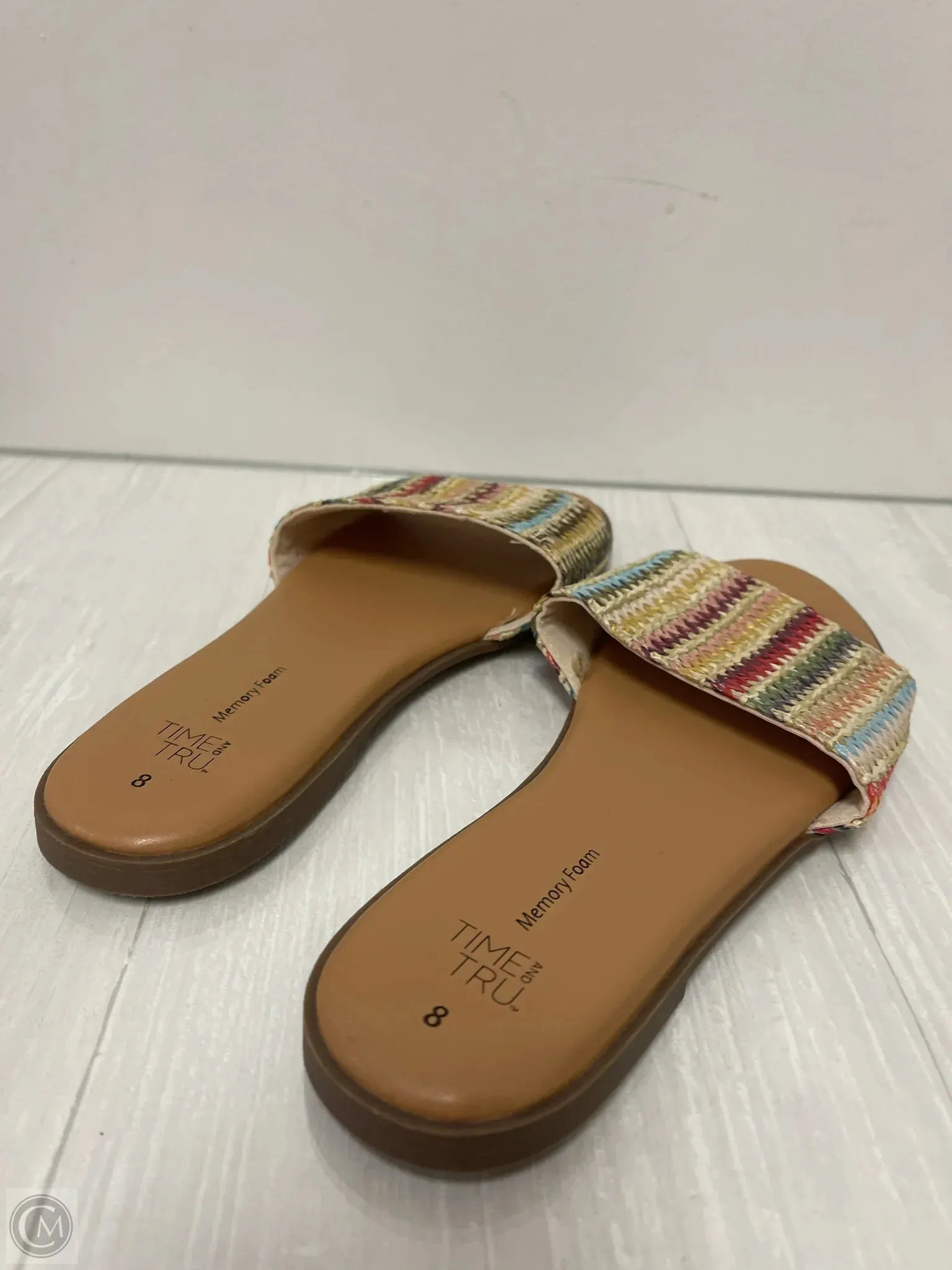 Sandals Flats By Time And Tru In Multi-colored, Size: 8