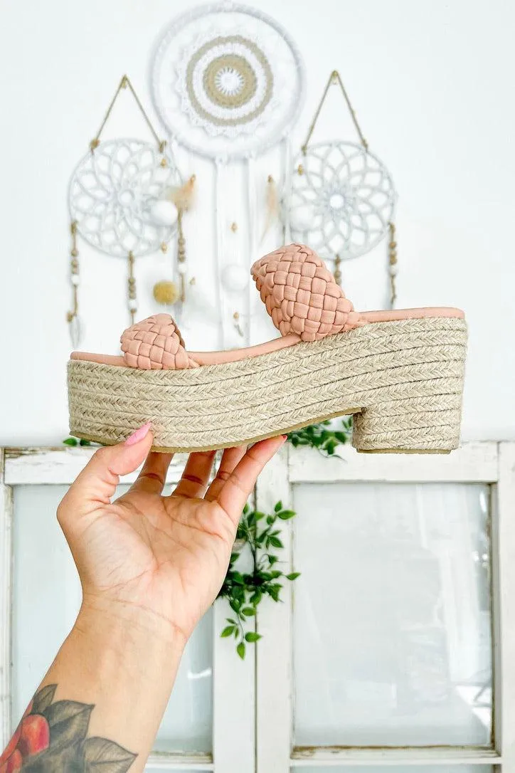 Sizes 5.5-7.5 & 10 // Braided Platform Espadrilles - Salmon