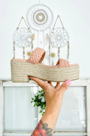 Sizes 5.5-7.5 & 10 // Braided Platform Espadrilles - Salmon