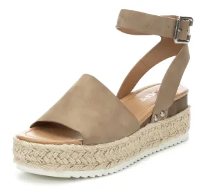 Soda Topic Dark Natural Open Toe Ankle Strap Espadrilles Platform Heeled Sandals