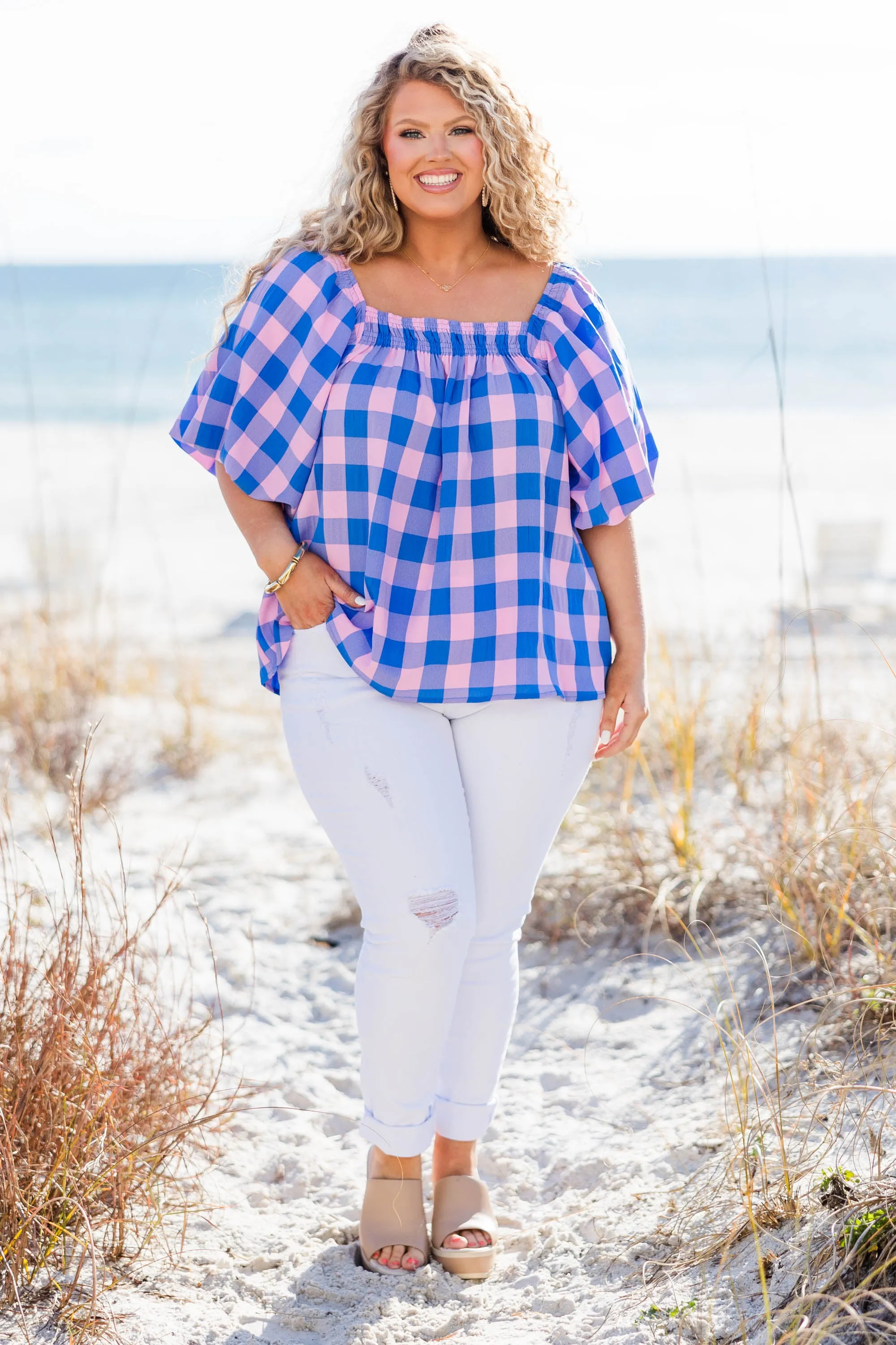 Sugar Pie Top, Blue-Pink