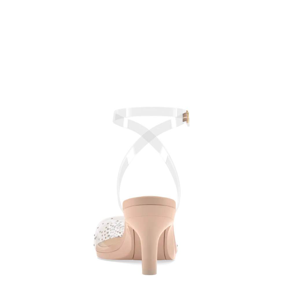 The D'Orsay - Sand Transparent Rhinestone   Stiletto Heel Kit 3 Sand
