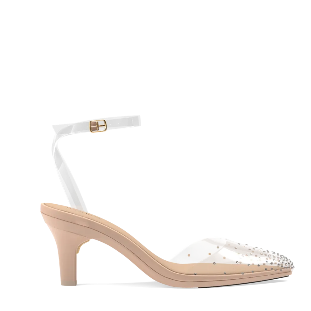 The D'Orsay - Sand Transparent Rhinestone   Stiletto Heel Kit 3 Sand