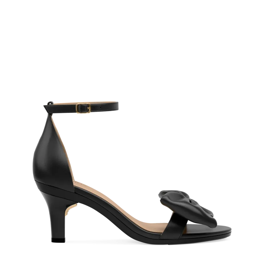 The Pashionista - Coal Satin Bow 3 Stiletto