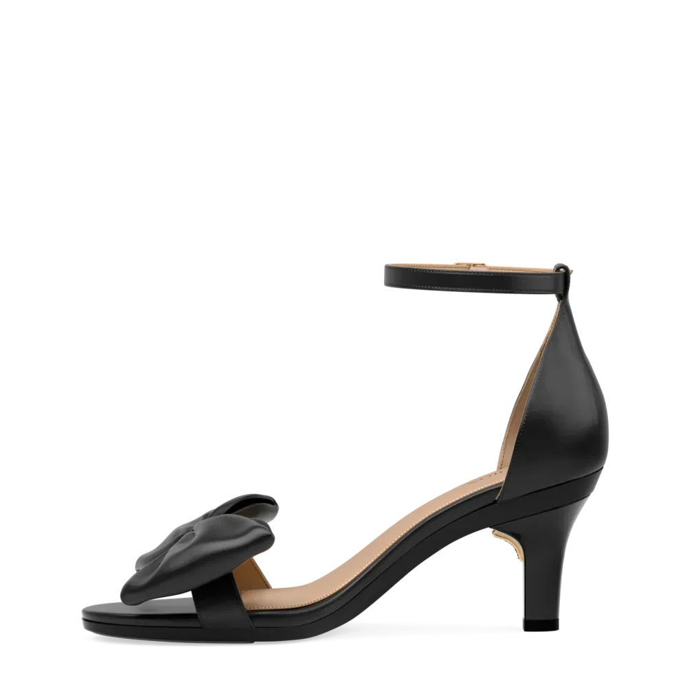 The Pashionista - Coal Satin Bow 3 Stiletto