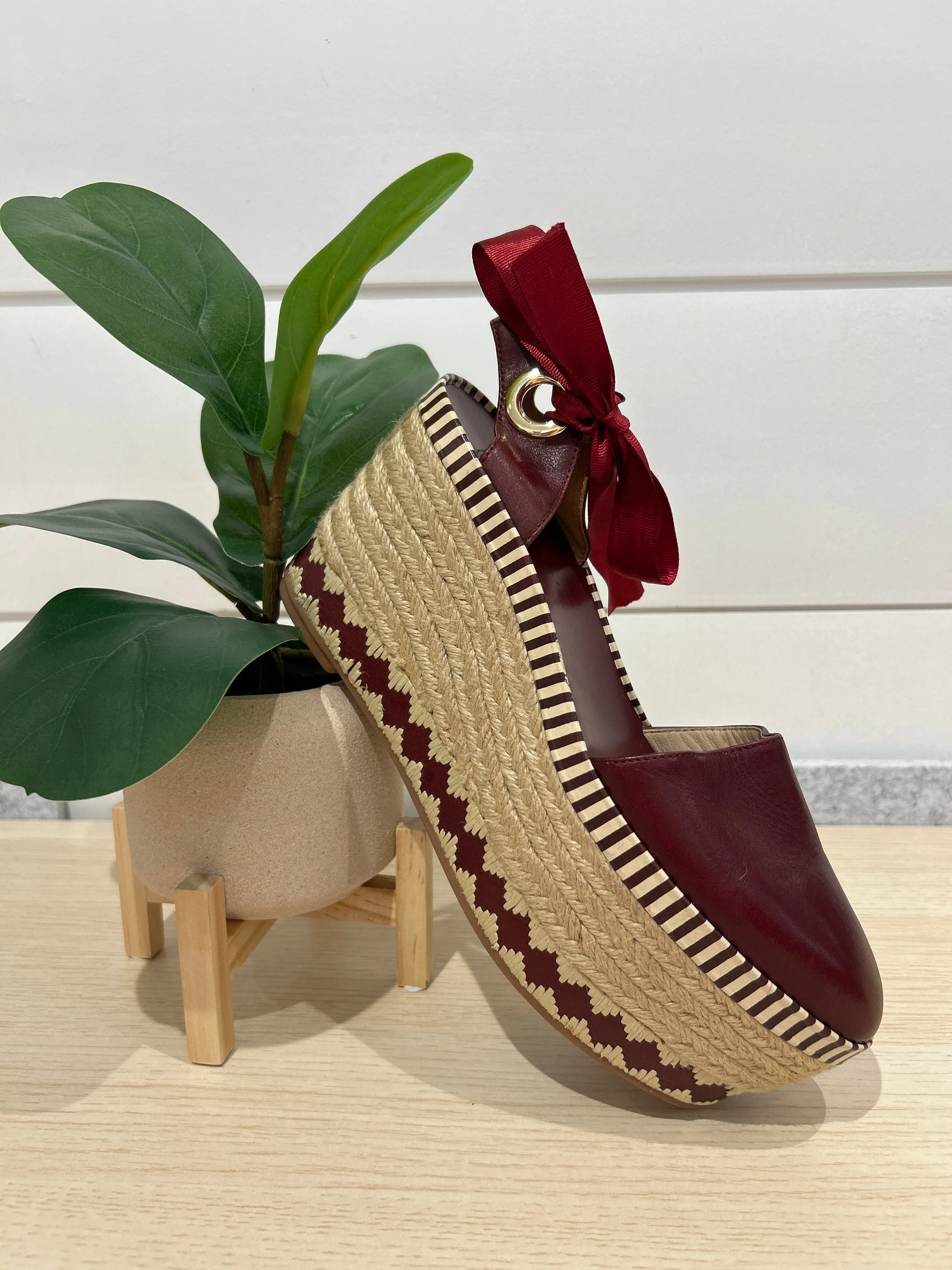 Tory Burch Shoes, Burgundy Platform Espadrilles (size 7)