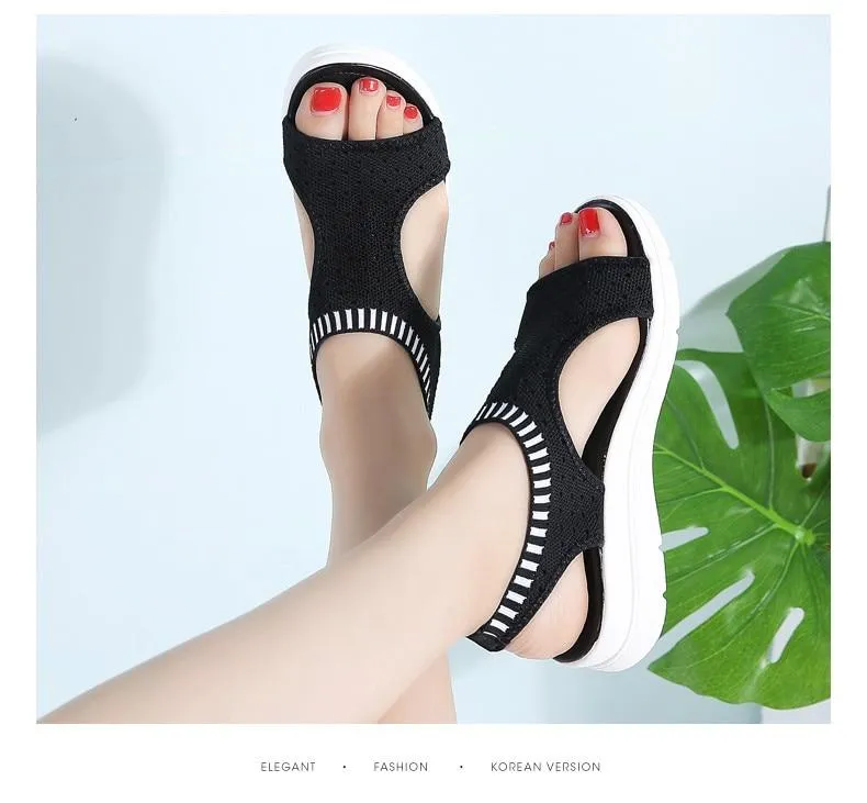 Women Sandals New Female Shoes Summer Wedge Comfortable Sandals Ladies Slip on Flat comfortable us