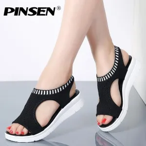 Women Sandals New Female Shoes Summer Wedge Comfortable Sandals Ladies Slip on Flat comfortable us