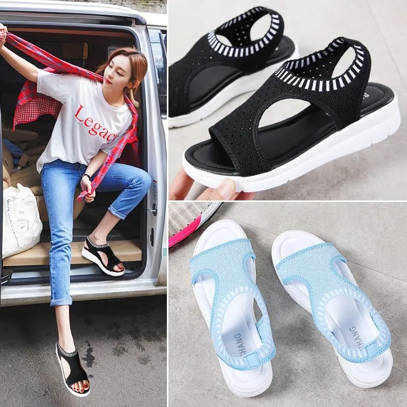 Women Sandals New Female Shoes Summer Wedge Comfortable Sandals Ladies Slip on Flat comfortable us