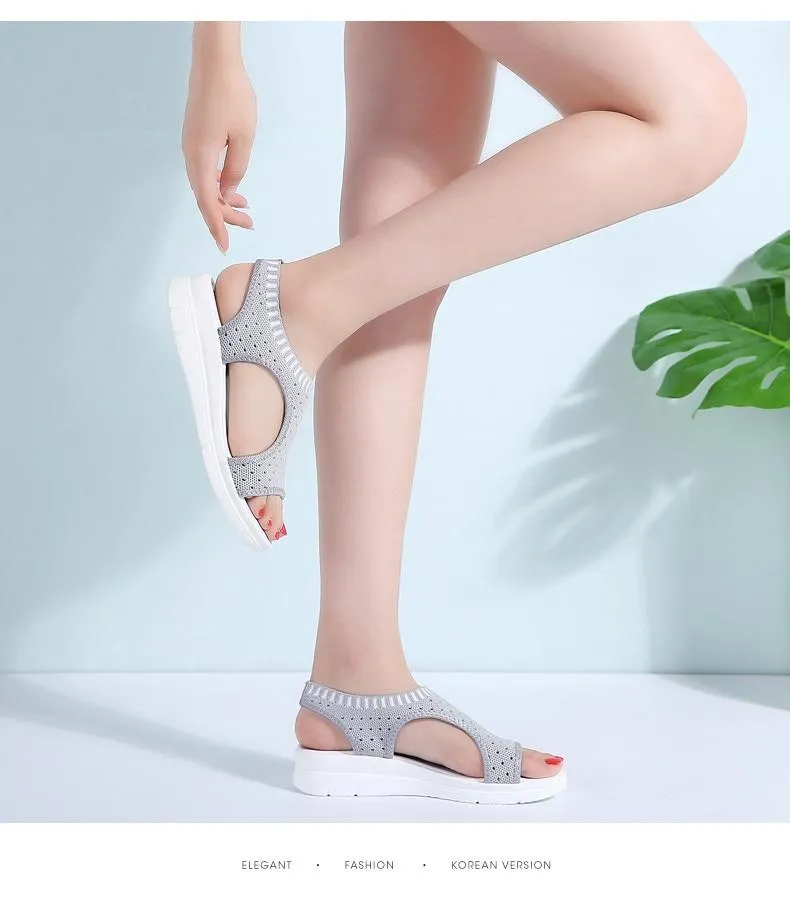 Women Sandals New Female Shoes Summer Wedge Comfortable Sandals Ladies Slip on Flat comfortable us