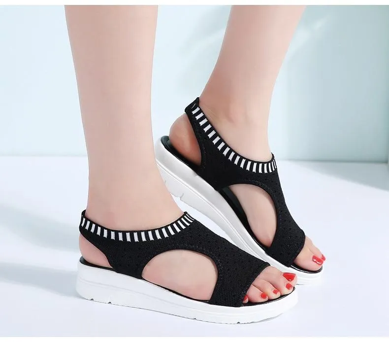 Women Sandals New Female Shoes Summer Wedge Comfortable Sandals Ladies Slip on Flat comfortable us