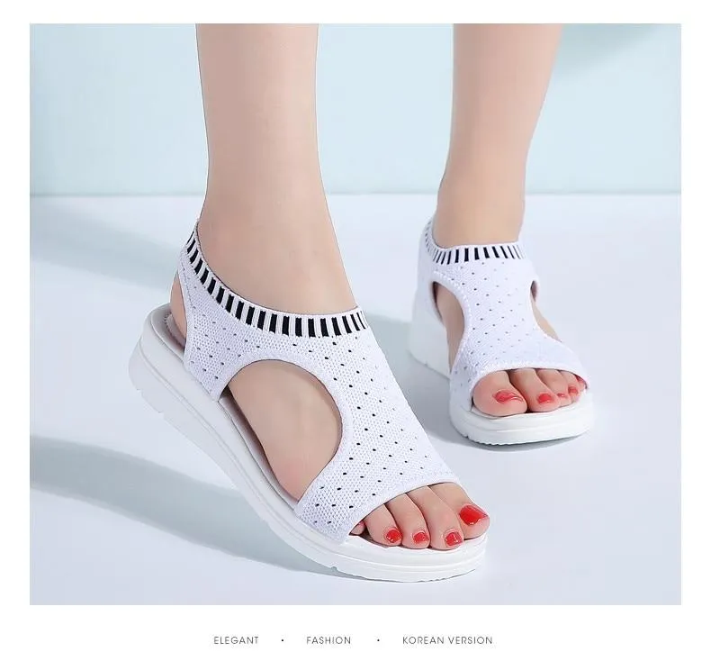 Women Sandals New Female Shoes Summer Wedge Comfortable Sandals Ladies Slip on Flat comfortable us