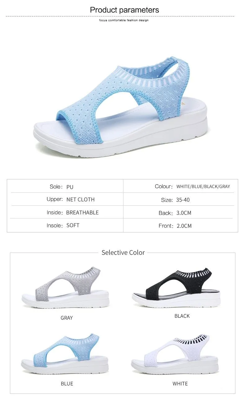 Women Sandals New Female Shoes Summer Wedge Comfortable Sandals Ladies Slip on Flat comfortable us