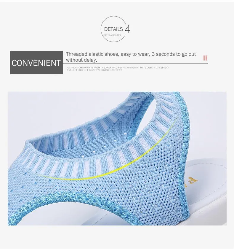 Women Sandals New Female Shoes Summer Wedge Comfortable Sandals Ladies Slip on Flat comfortable us