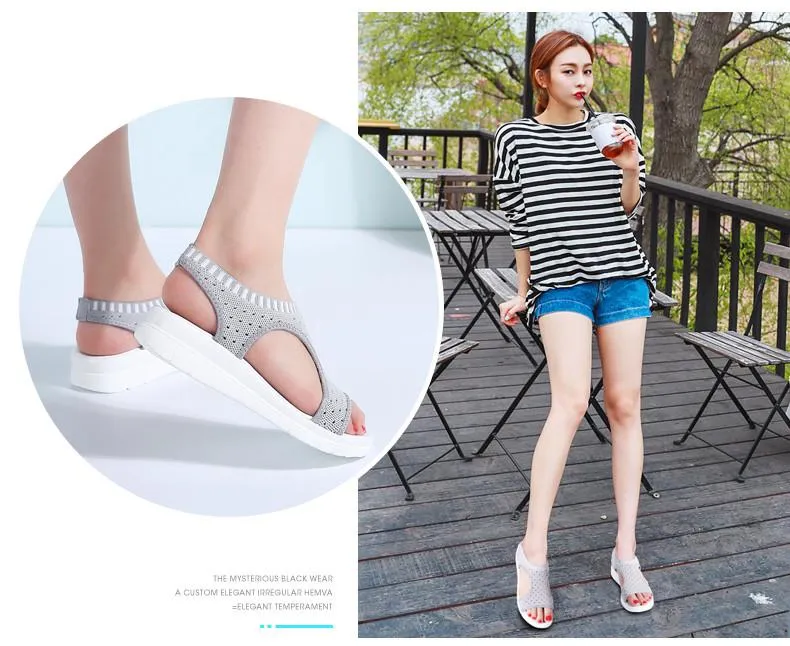 Women Sandals New Female Shoes Summer Wedge Comfortable Sandals Ladies Slip on Flat comfortable us