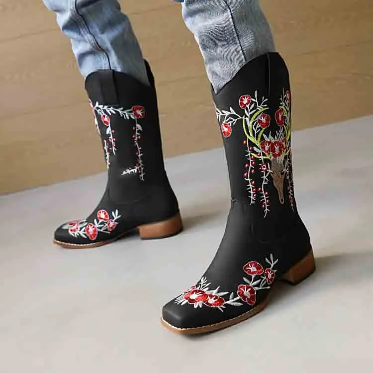 Women's Country Cowgirl Boots Embroidered Western Boots