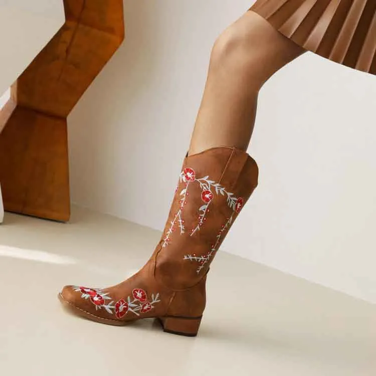 Women's Country Cowgirl Boots Embroidered Western Boots