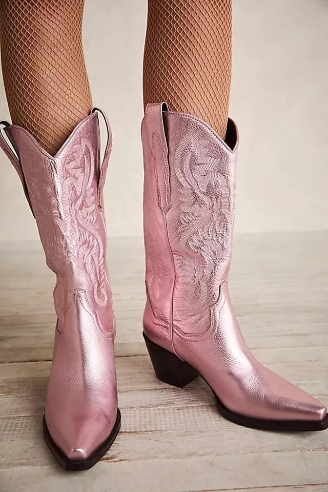 Women's Embroidered Bootie Patent leather Western Cowboy Boots