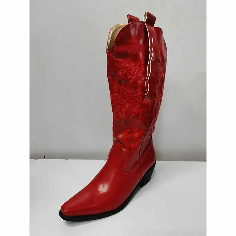 Women's Embroidered Bootie Patent leather Western Cowboy Boots