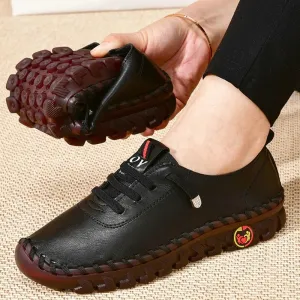 Women's leather soft bottom orthopaedic flat shoes