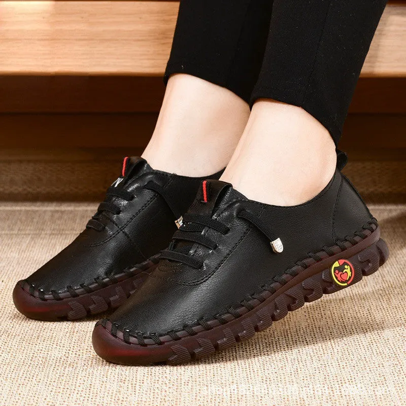 Women's leather soft bottom orthopaedic flat shoes