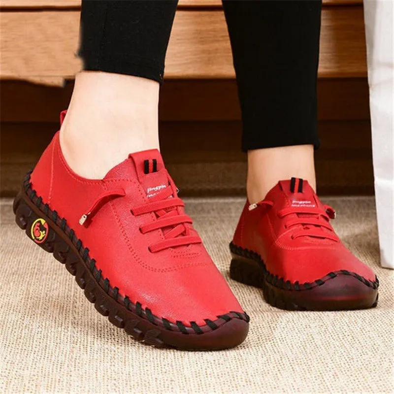 Women's leather soft bottom orthopaedic flat shoes