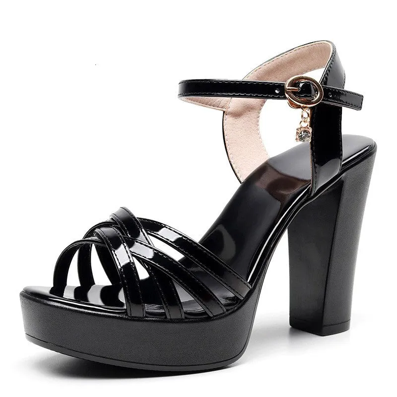 Women's Platform Block Heels Peep Toe Dress Sandals