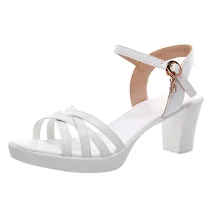 Women's Platform Block Heels Peep Toe Dress Sandals