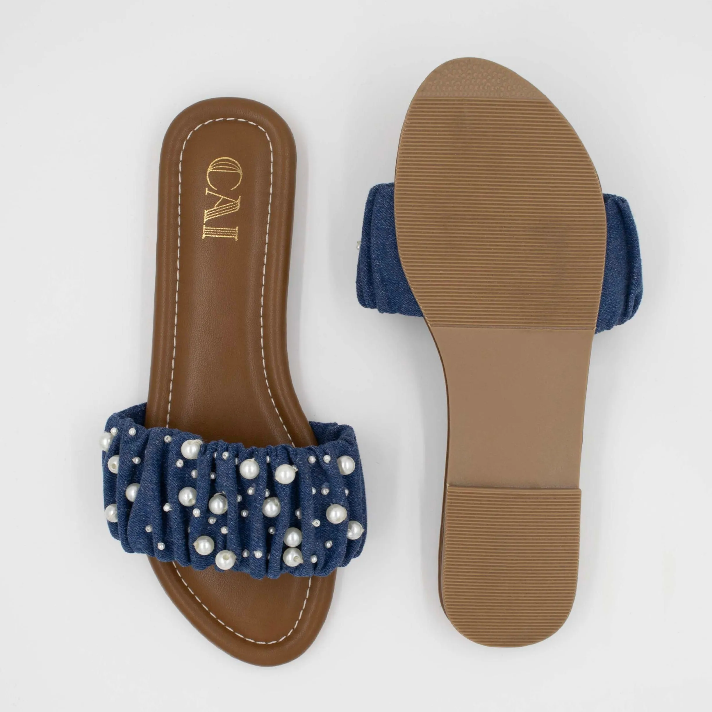 Woven In Pearl Denim Flat