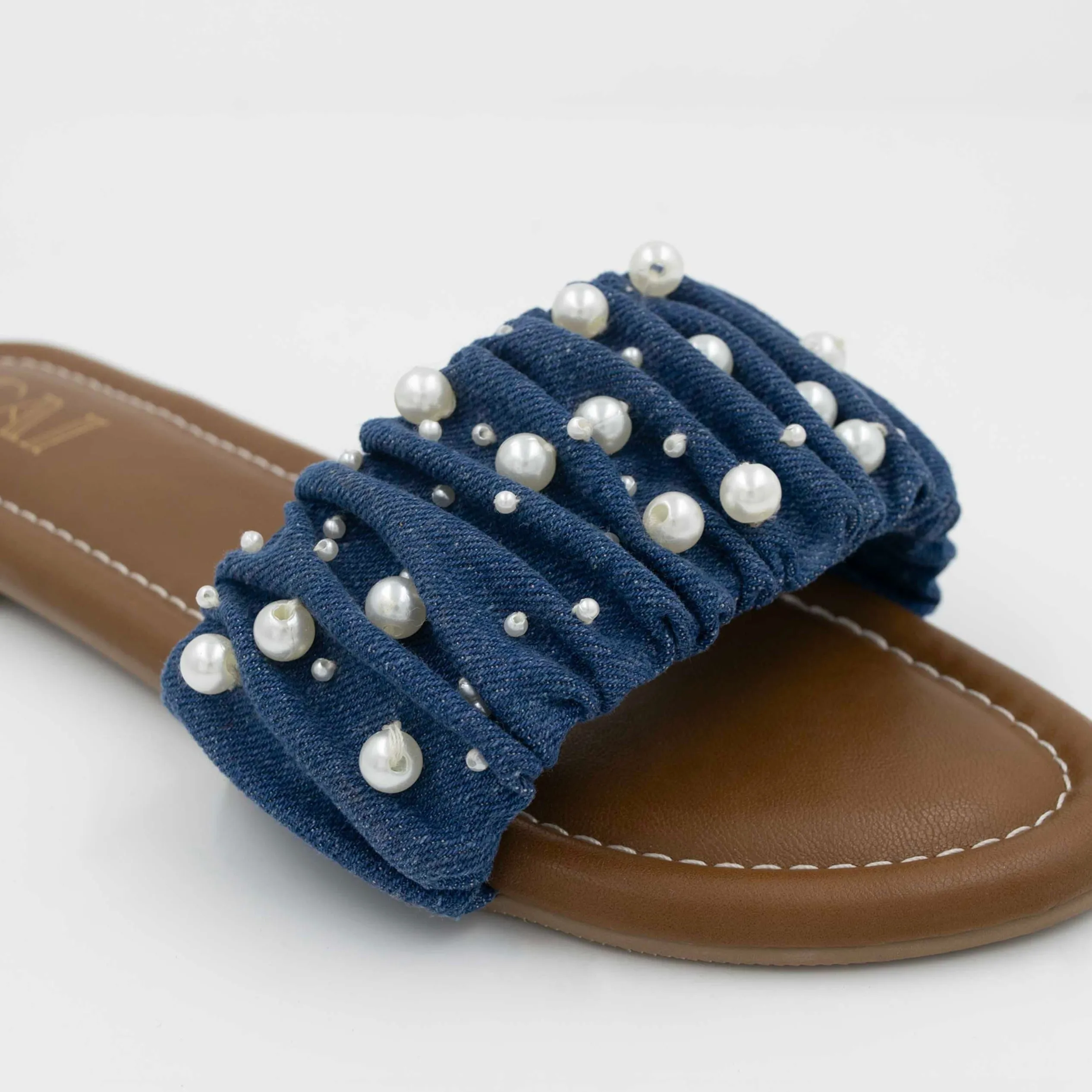 Woven In Pearl Denim Flat