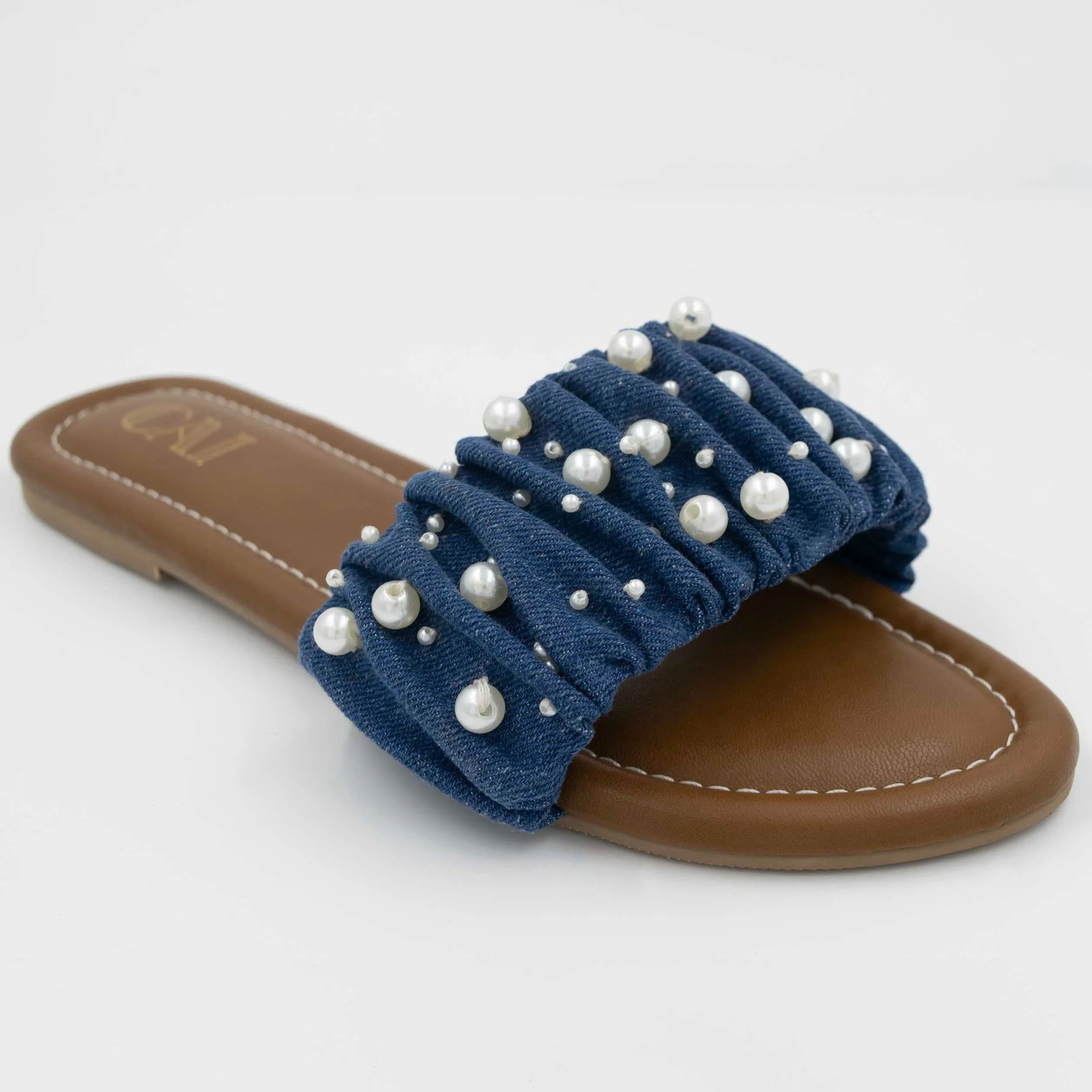 Woven In Pearl Denim Flat